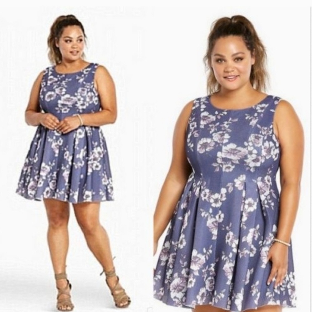 Torrid Skater Floral Mesh Dress 4x